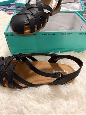 Black Strappy Slingback Sandal - Wide Width